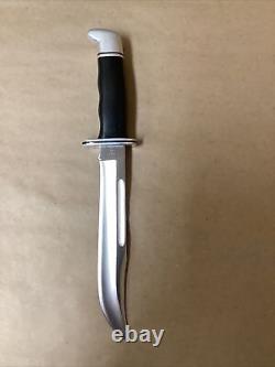 Vintage Buck 120 Fixed Blade Knife With Black Leather Sheath