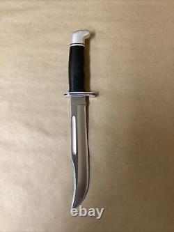 Vintage Buck 120 Fixed Blade Knife With Black Leather Sheath