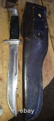 Vintage Buck 120 USA Fixed Blade 7 Hunting Knife with Sheath