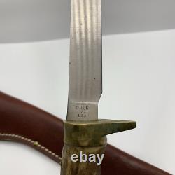 Vintage Buck 127 Knife Fixed 9 Blade Antler Handle With Sheath
