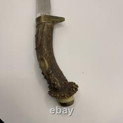 Vintage Buck 127 Knife Fixed 9 Blade Antler Handle With Sheath