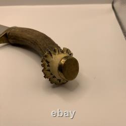 Vintage Buck 127 Knife Fixed 9 Blade Antler Handle With Sheath