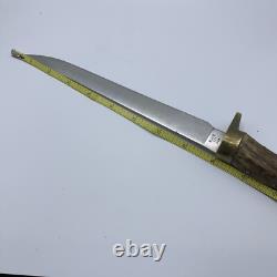 Vintage Buck 127 Knife Fixed 9 Blade Antler Handle With Sheath