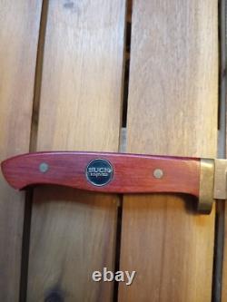 Vintage Buck 727 Battling Bucks Wood Fixed Blade Knife 2003 with Sheath