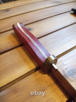 Vintage Buck 727 Battling Bucks Wood Fixed Blade Knife 2003 with Sheath