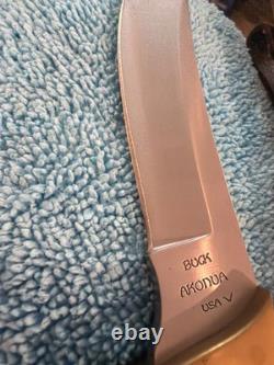 Vintage Buck Akonua USA Fixed Blade Knife with Buck Sheath