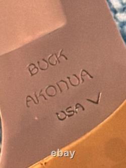 Vintage Buck Akonua USA Fixed Blade Knife with Buck Sheath