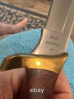 Vintage Buck Akonua USA Fixed Blade Knife with Buck Sheath