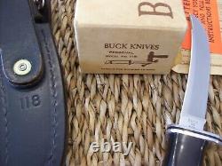 Vintage Buck Knife 118 Personal / Original Box, Sheath, Papers / Nos 1972-86