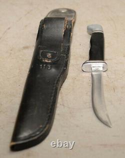 Vintage Buck model 118 made in USA hunting fixed blade knife original sheath