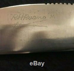 Vintage Bull Whip Signature Rudy Ruana Custom Brassie Knife with original sheath