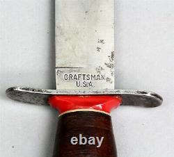 Vintage CRAFTSMAN USA Fixed Blade Hunting Knife Leather Wrapped Handle