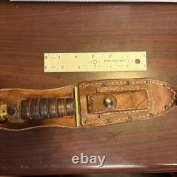Vintage Camillus NY Fixed Blade Pilot Survival Knife withSheath 3-1974 vietnam era