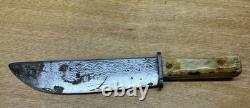 Vintage Carbon Steel Fixed Blade Antler Handle Hunting Knife