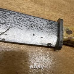 Vintage Carbon Steel Fixed Blade Antler Handle Hunting Knife
