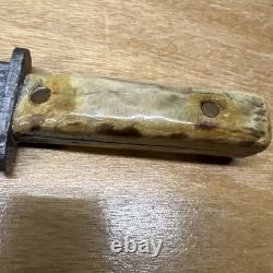Vintage Carbon Steel Fixed Blade Antler Handle Hunting Knife