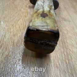 Vintage Carbon Steel Fixed Blade Antler Handle Hunting Knife