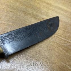 Vintage Carbon Steel Fixed Blade Antler Handle Hunting Knife