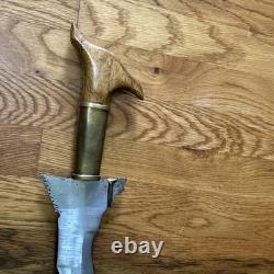 Vintage Carbon Steel Moro Kris Philippines Sword Knife With Wooden Scabbard
