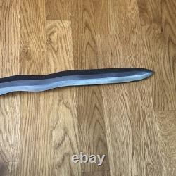 Vintage Carbon Steel Moro Kris Philippines Sword Knife With Wooden Scabbard