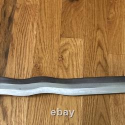 Vintage Carbon Steel Moro Kris Philippines Sword Knife With Wooden Scabbard