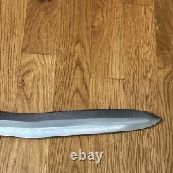 Vintage Carbon Steel Moro Kris Philippines Sword Knife With Wooden Scabbard