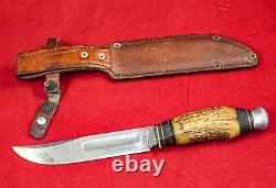 Vintage Carl Schlieper Eye Brend Jim Bowie Hunting Knife Stag Handle