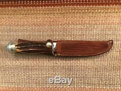 Vintage Case 1940-1965 Fixed Blade Stag Handle Hunting Knife