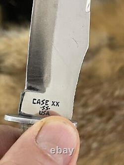 Vintage Case Knife 5 Fixed Blade Leather Handle Leather Sheath