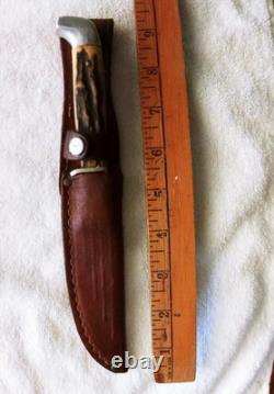 Vintage Case Stag Handle Fixed Blade Hunting Knife With Original Sheath