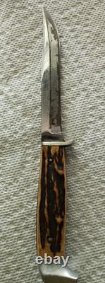 Vintage Case Stag Handle Fixed Blade Hunting Knife With Original Sheath