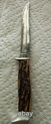 Vintage Case Stag Handle Fixed Blade Hunting Knife With Original Sheath