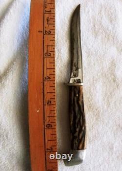 Vintage Case Stag Handle Fixed Blade Hunting Knife With Original Sheath