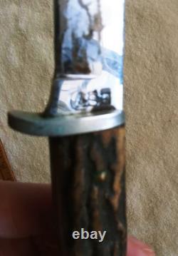 Vintage Case Stag Handle Fixed Blade Hunting Knife With Original Sheath
