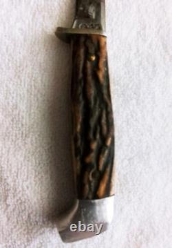 Vintage Case Stag Handle Fixed Blade Hunting Knife With Original Sheath