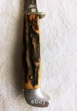 Vintage Case Stag Handle Fixed Blade Hunting Knife With Original Sheath