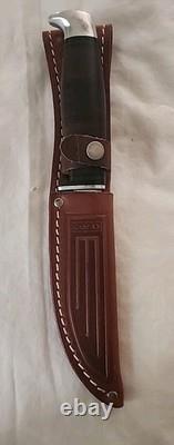 Vintage Case XX 366 Fixed Blade Hunting Knife With Stacked Leather Handle & Sheath