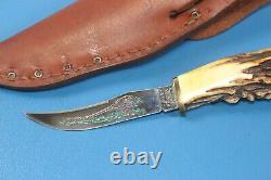 Vintage Case XX 523 3-1/4 SS Stag Pheasant Hunting Bird Knife + Sheath