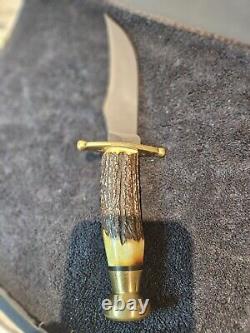 Vintage Case XX Kodiak Hunting Knife Burnt Stag Handle 11 Inch Fixed Blade 1980
