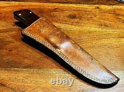 Vintage Chubby Hueske 1419 Fixed Blade Knife + Original Leather Sheath