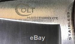 Vintage Colt Barry Wood Hartford Ct Horse Logo Hunting Dagger Knife Micarta