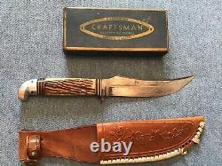 Vintage Craftsman Hunting Knife Pat. No. 1967479 with Sheath & Sharpening Stone