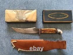 Vintage Craftsman Hunting Knife Pat. No. 1967479 with Sheath & Sharpening Stone