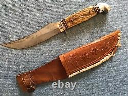 Vintage Craftsman Hunting Knife Pat. No. 1967479 with Sheath & Sharpening Stone