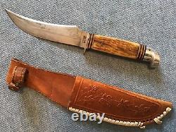 Vintage Craftsman Hunting Knife Pat. No. 1967479 with Sheath & Sharpening Stone