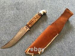 Vintage Craftsman Hunting Knife Pat. No. 1967479 with Sheath & Sharpening Stone