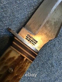 Vintage Craftsman Hunting Knife Pat. No. 1967479 with Sheath & Sharpening Stone