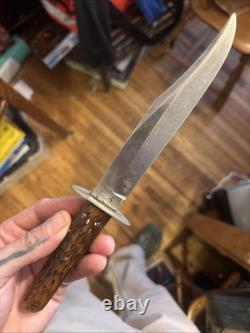 Vintage Crane Brand Cutlery Bowie Knife & Sheath Kissing Crane Robert Klass