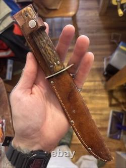 Vintage Crane Brand Cutlery Bowie Knife & Sheath Kissing Crane Robert Klass