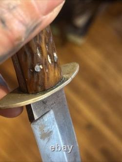 Vintage Crane Brand Cutlery Bowie Knife & Sheath Kissing Crane Robert Klass